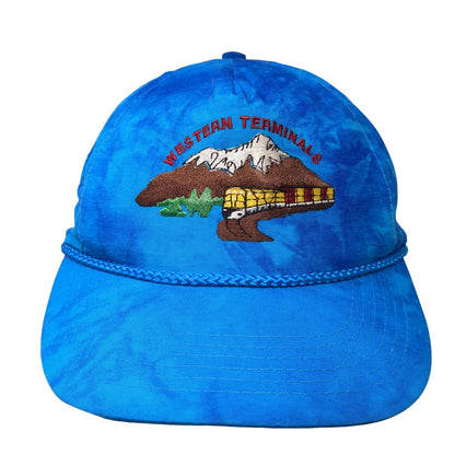 Western Terminals Snapback Hat Blue One Size Adjustable Embroidered