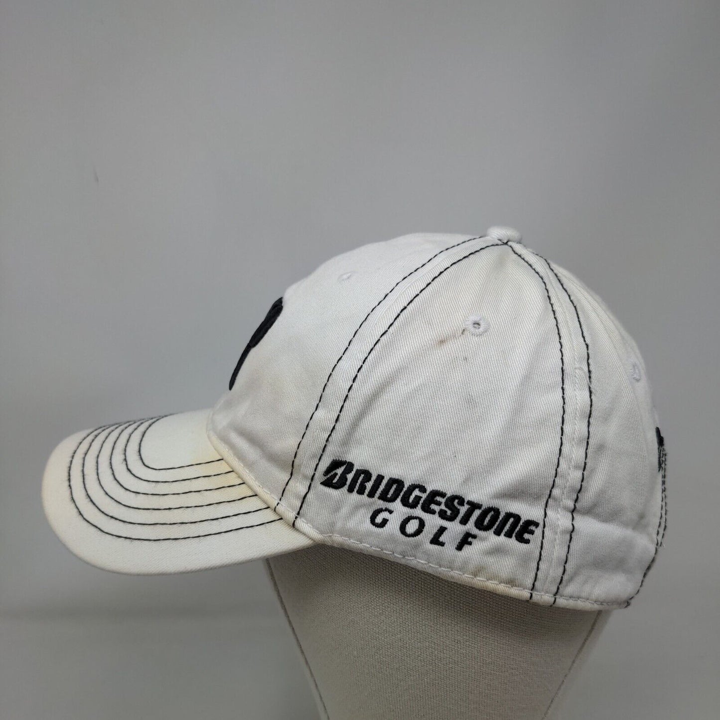 Bridgestone Golf Slideback Hat White One Size Embroidered Adjustable