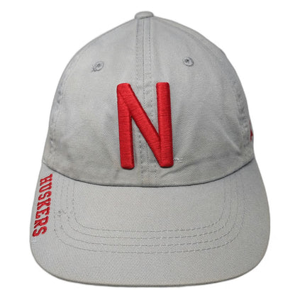 Nebraska Cornhuskers NCAA Russell Gray One Size Hat N Logo Brim Text Slideback