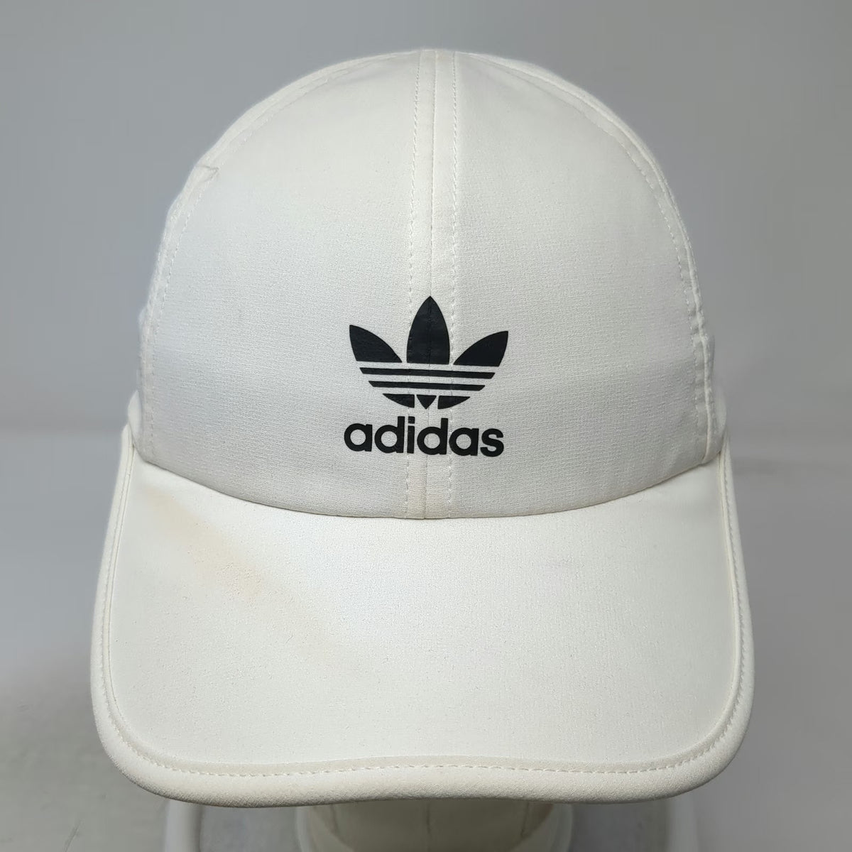 adidas Baseball Cap White One Size 3-Stripe Back Trefoil Logo Stretch Hat