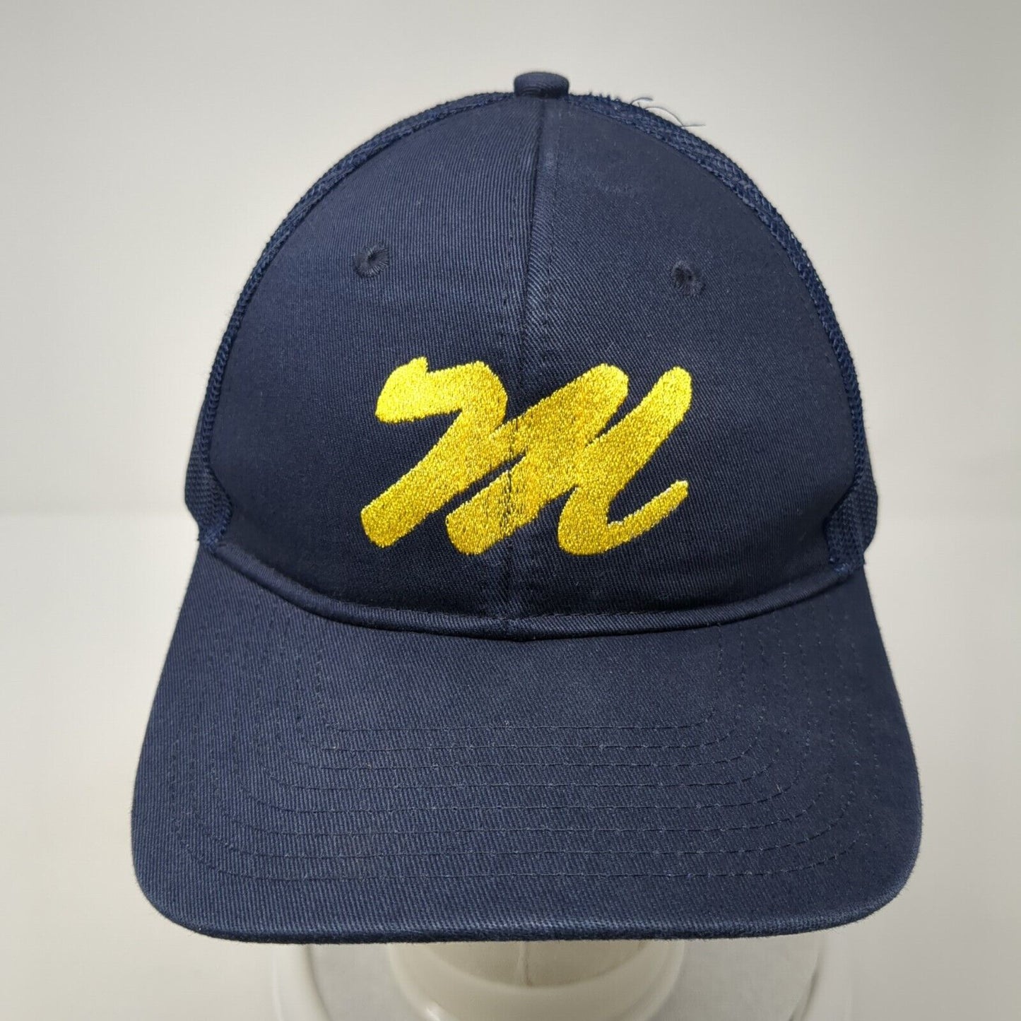 Port Authority Snapback Mesh Back Trucker Hat Blue One Size Embroidered