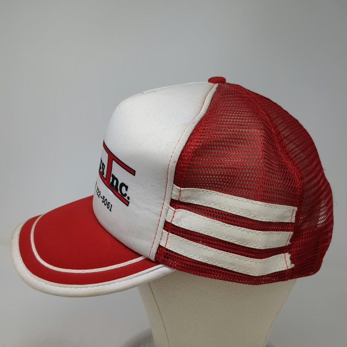 San Sun Trucker Hat Red White One Size Snapback Pumpers Inc Roosevelt UT Striped