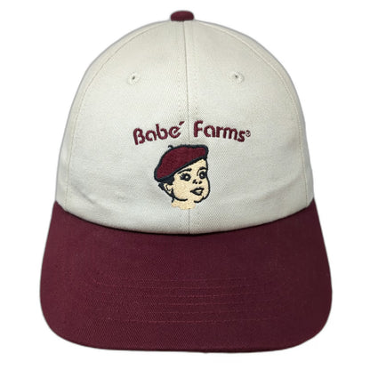 Trend Snapback Hat Beige Red One Size Two Tone Babe Farms Made in USA Graphic