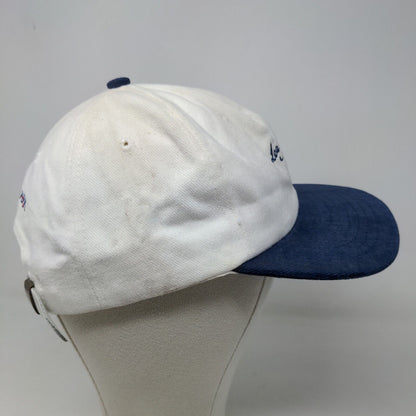 Lea + Porrino Men's Slideback Hat White Blue Embroidered Logo Made USA