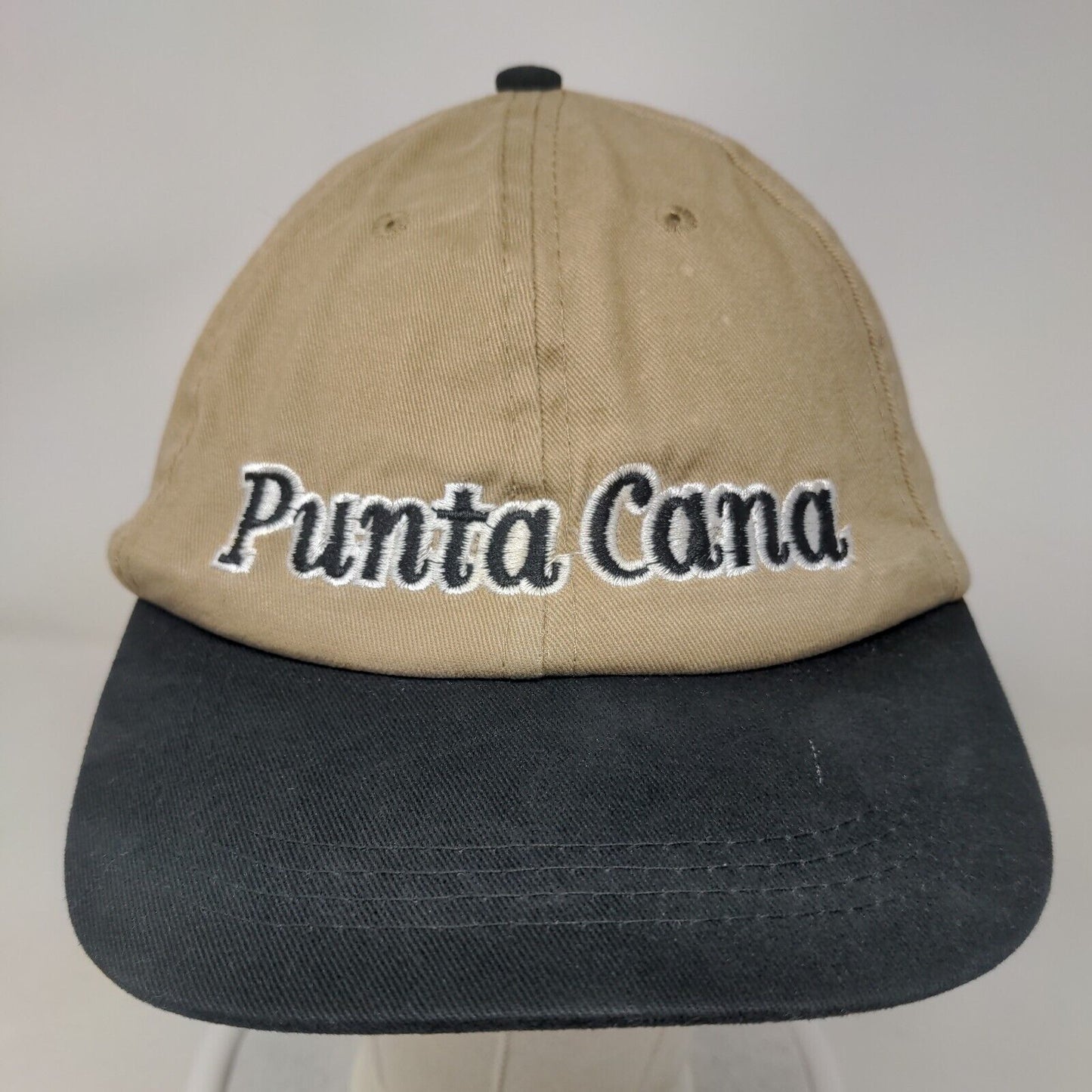 Punta Cana Slideback Hat Tan One Size Embroidered Colorblock 6 Panel