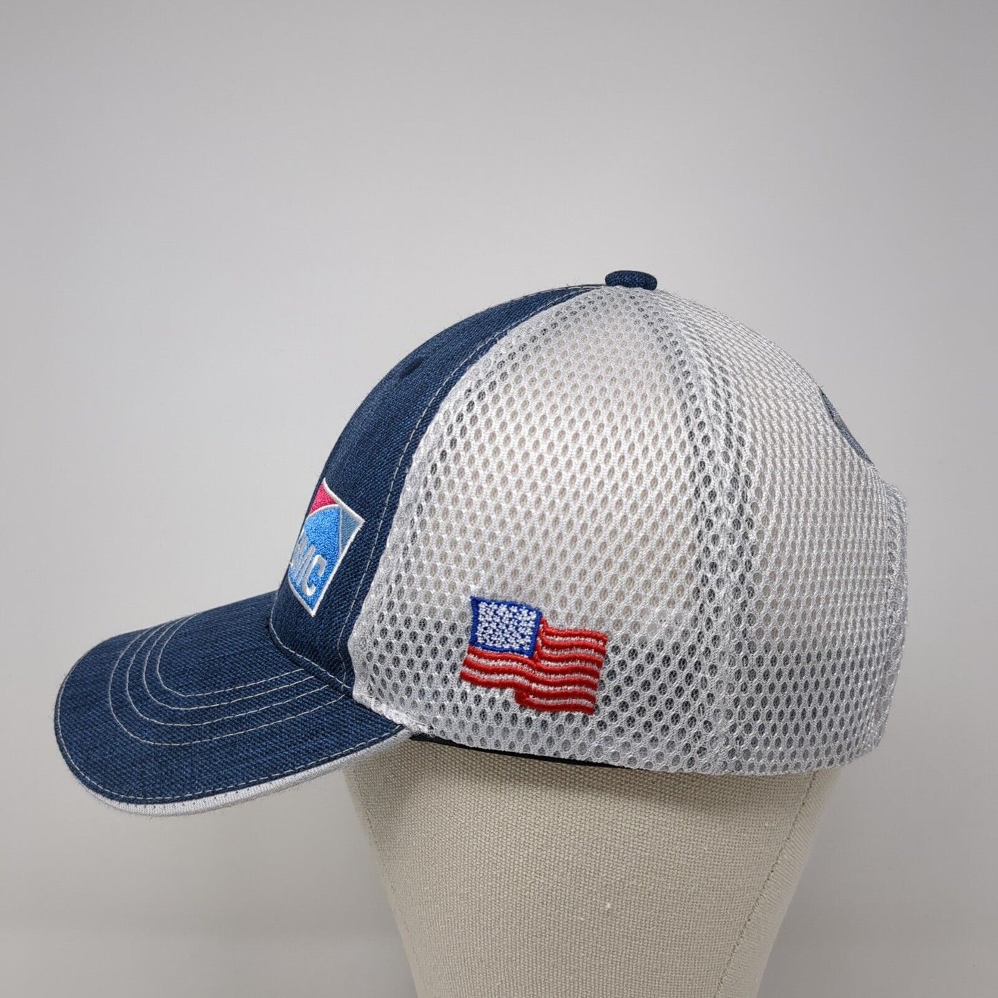 BMC Trex Strapback Trucker Hat Blue One Size Adjustable Embroidered Mesh Back