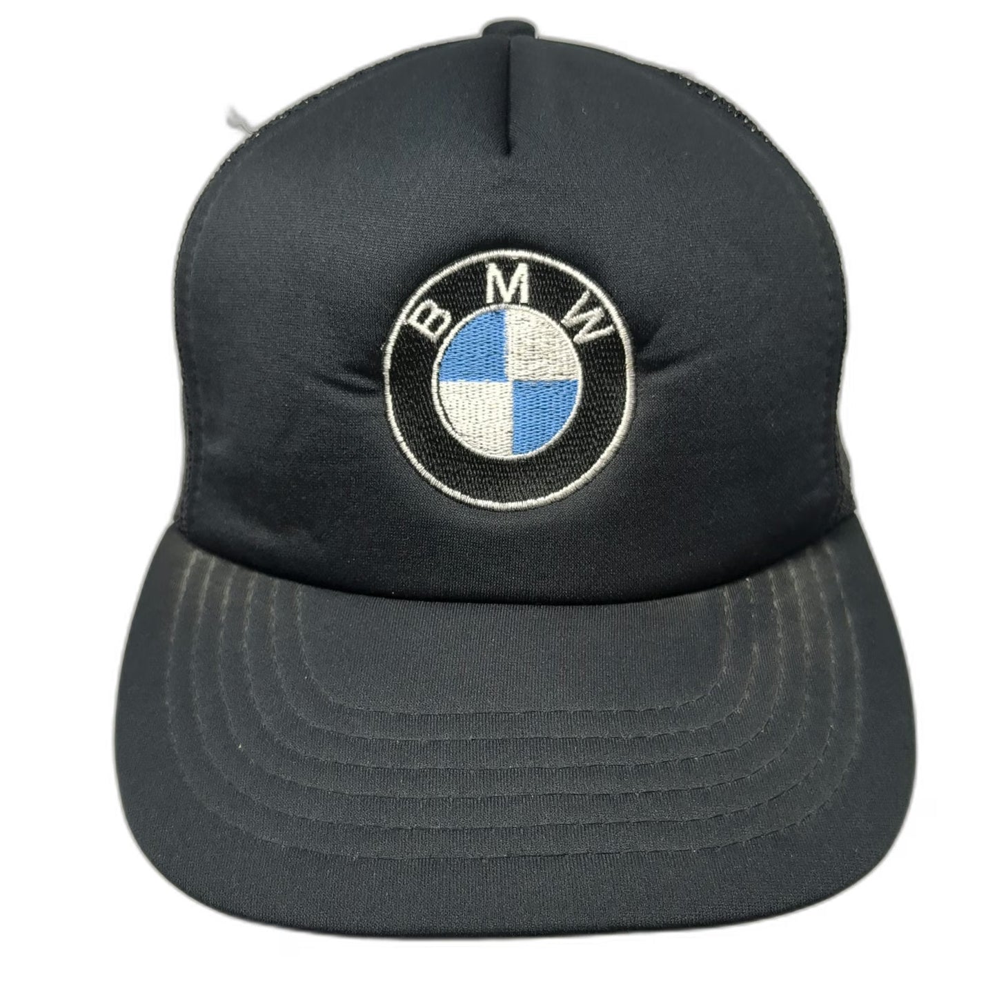 BMW Trucker Hat Black Vintage Mesh Back Foam Front Snapback Embroidered Logo