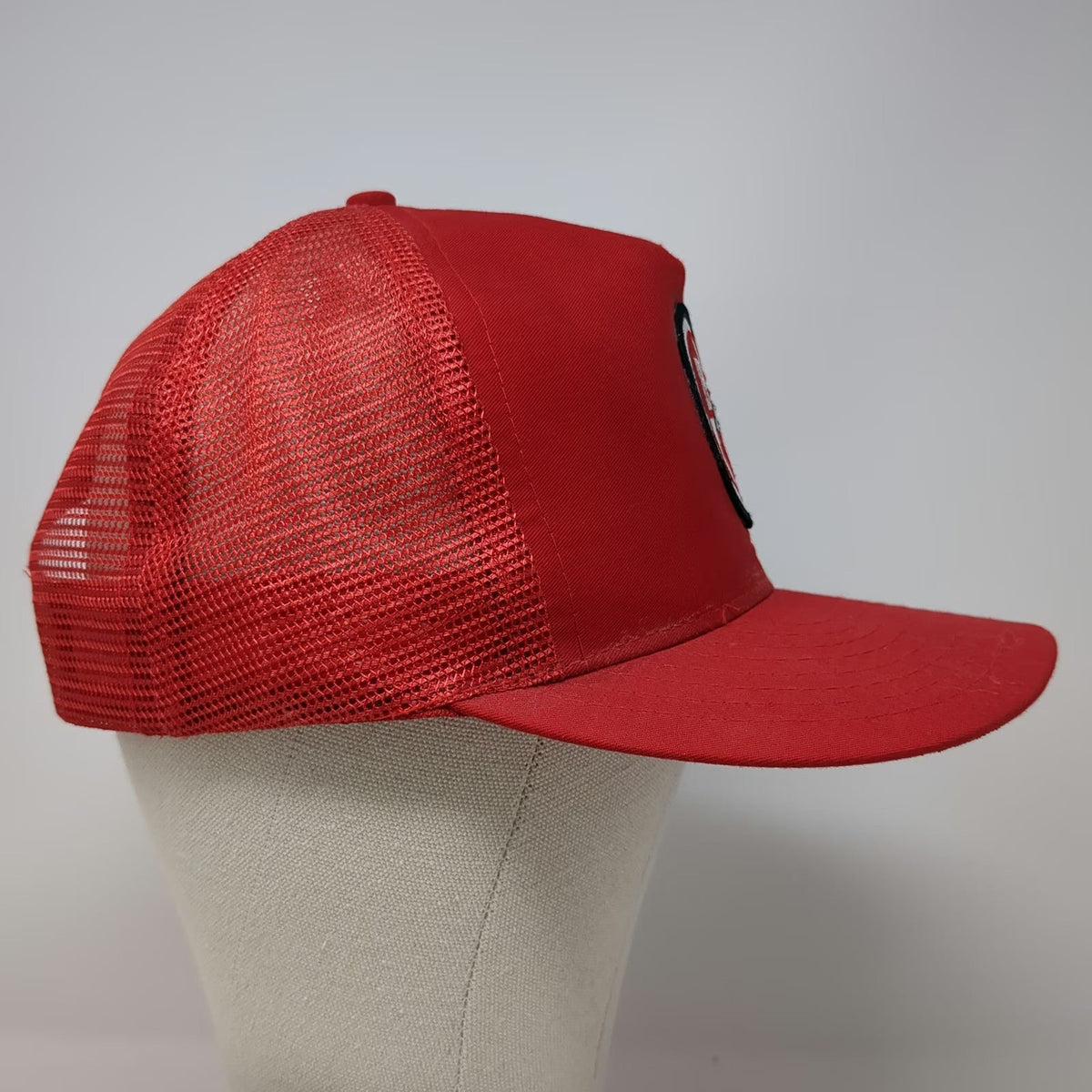 Designer Award Trucker Hat Red OS B&G Equipment Mesh Snapback Patch Vintage