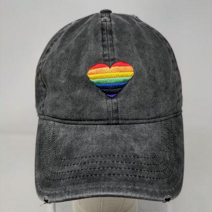 Pride Rainbow Heart Slideback Hat Gray OSFM Embroidered David And Young