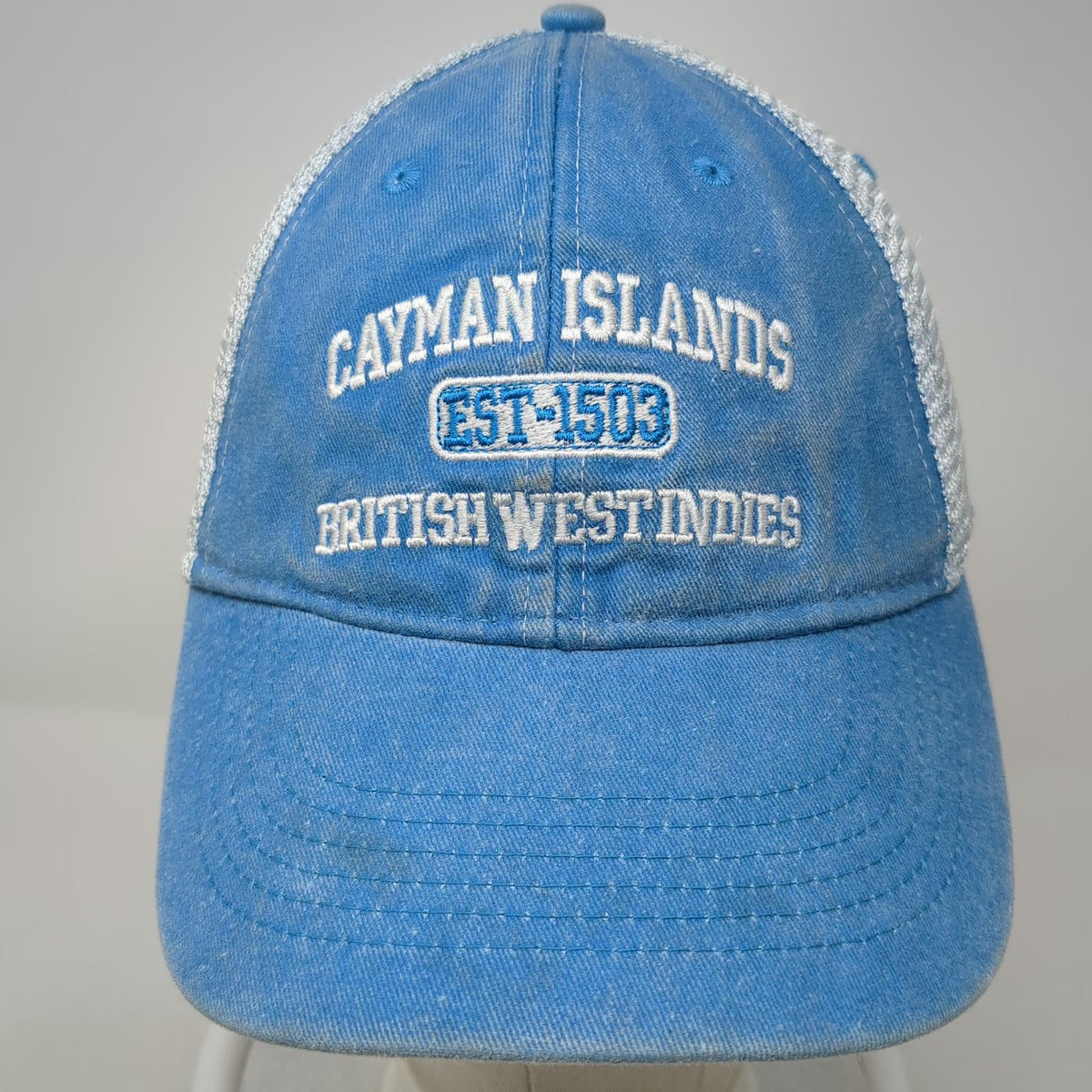 Ben Kaufman Trucker Hat Blue One Size Cayman Islands British West Indies Mesh