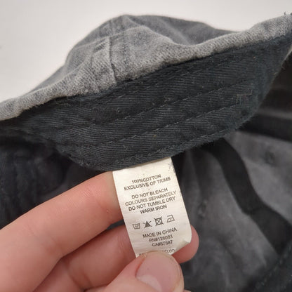 Rose Slideback Hat Gray One Size Adjustable Embroidered Flower Distressed Cotton