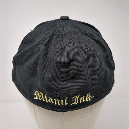 Miami Ink Skull Fitted Hat Black OSFM Embroidered Vent Holes Anoma