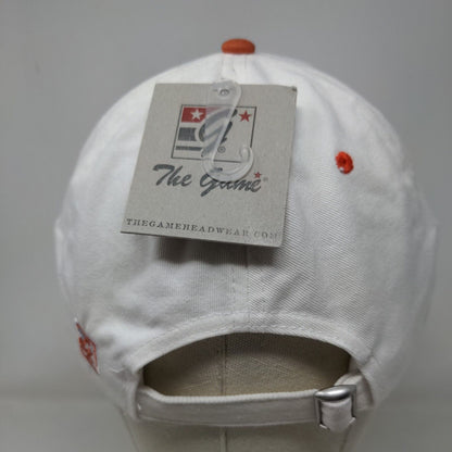 The Game Men's Slideback Hat White OSFM Embroidered Orange Crush Lacrosse Logo