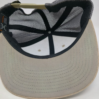Hooey Snapback Beige One Size Trucker Mesh Back Leather Patch Flat Brim Hat