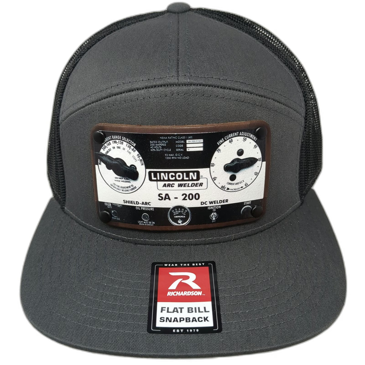 Richardson Trucker Hat Gray One Size Lincoln Arc Welder SA-200 Mesh Flat Bill
