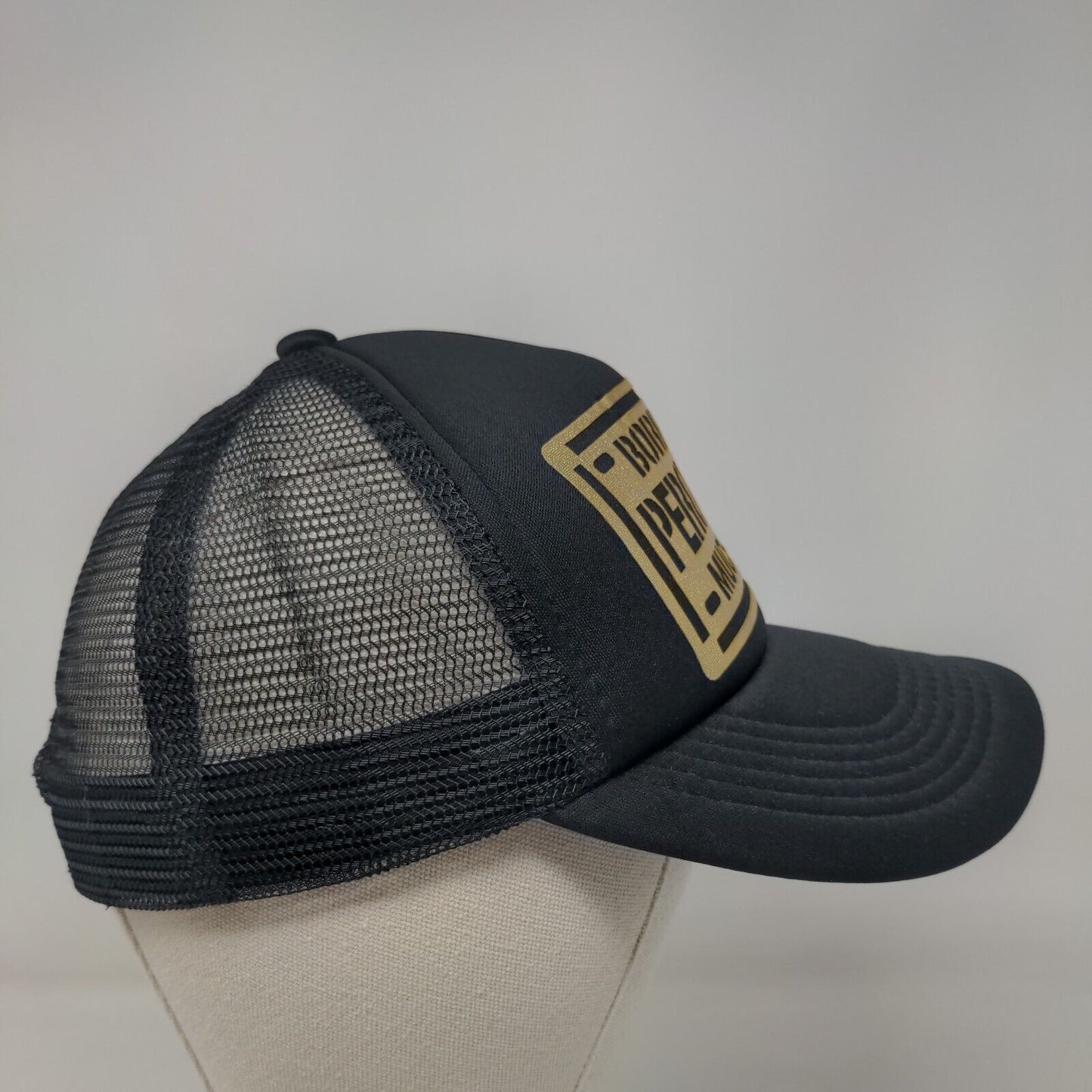 Borracho Pero Buen Muchacho Snapback Trucker Hat Black One Size Mesh Back
