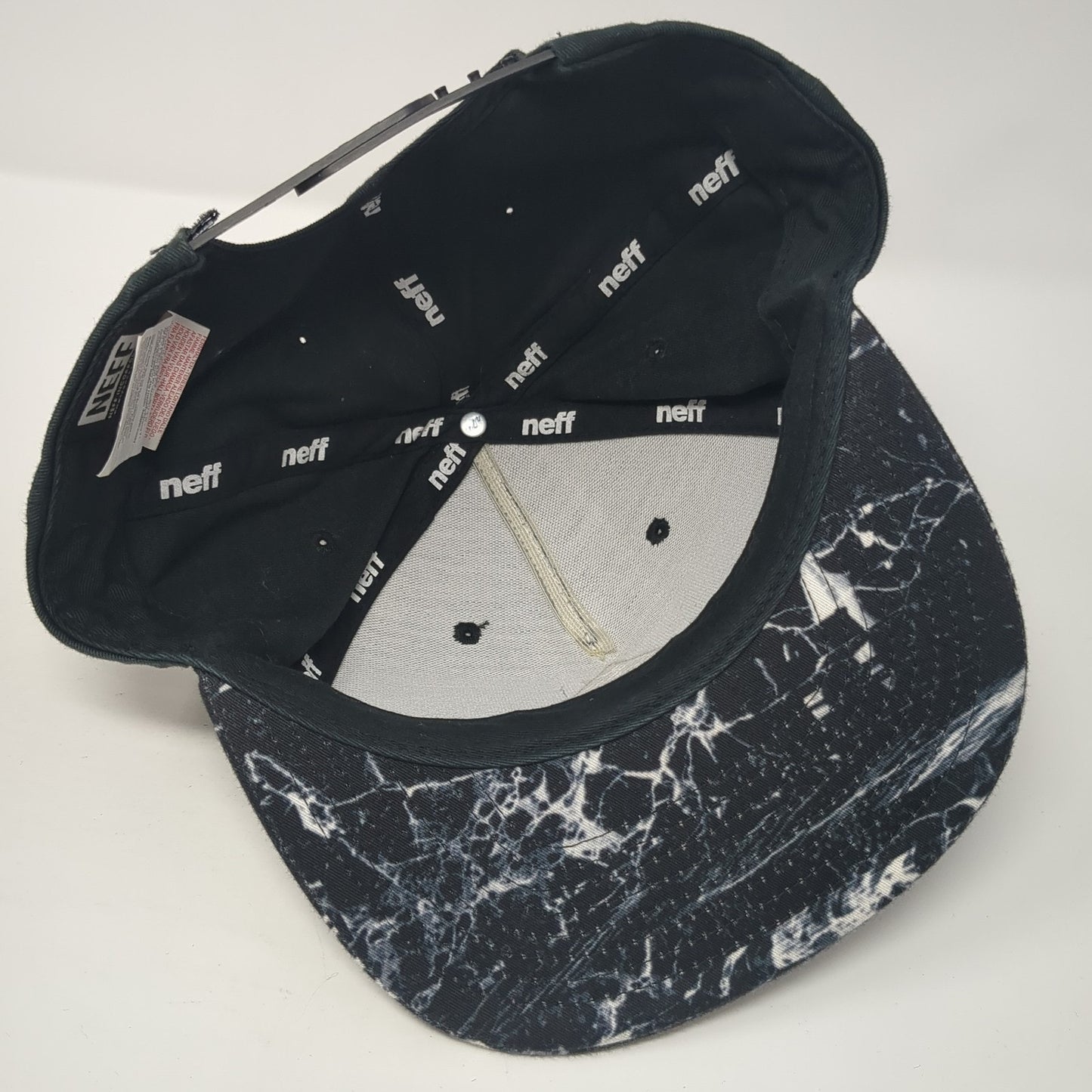 Neff Leather Patch Snapback Hat Black One Size Adjustable Vent Holes