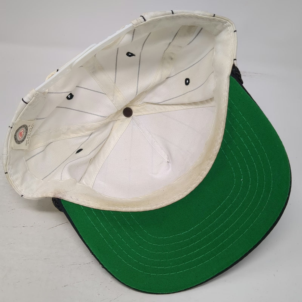 Young An 5 Panel White Hat 1995 Daytona 500 Pinstripe Rope Green Vintage