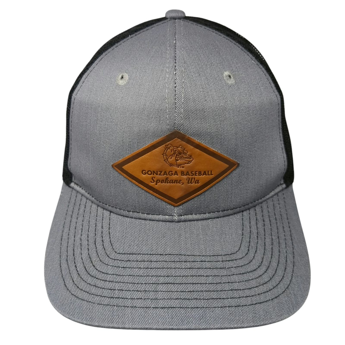 Port Authority Gonzaga Bulldogs NCAA Trucker Hat Black OSFM Leather Patch Mesh