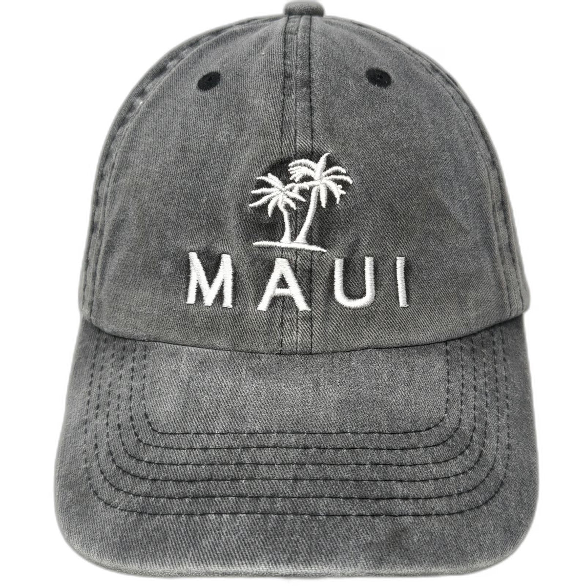 Ace Cap Inc Maui Palm Tree Gray One Size Baseball Cap Hat Embroidered Slideback