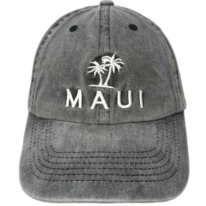 Ace Cap Inc Maui Palm Tree Gray One Size Baseball Cap Hat Embroidered Slideback