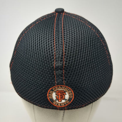 New Era San Francisco Giants MLB Baseball Cap Black Orange M Mesh Back Stretch Fit