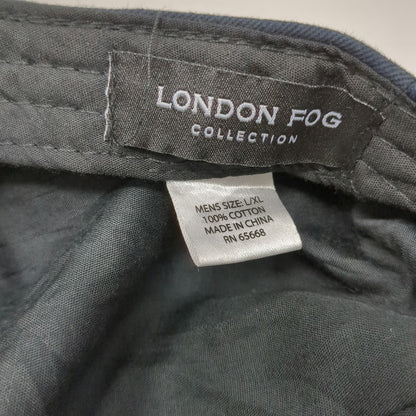 London Fog Newsboy Cap Blue XL 100% Cotton Elastic Back Twill Casual Solid Hat