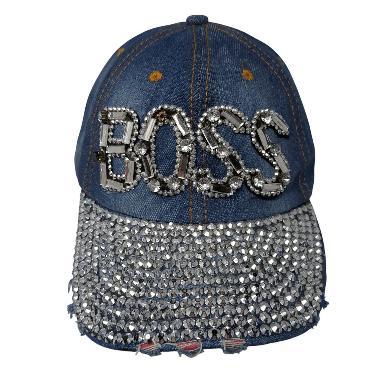 Boss Slideback Baseball Cap Blue One Size Adjustable Rhinestone Magid Hats