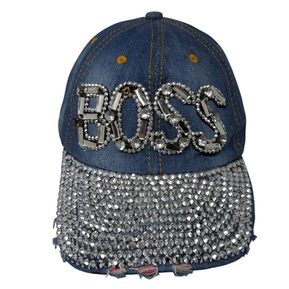 Boss Slideback Baseball Cap Blue One Size Adjustable Rhinestone Magid Hats