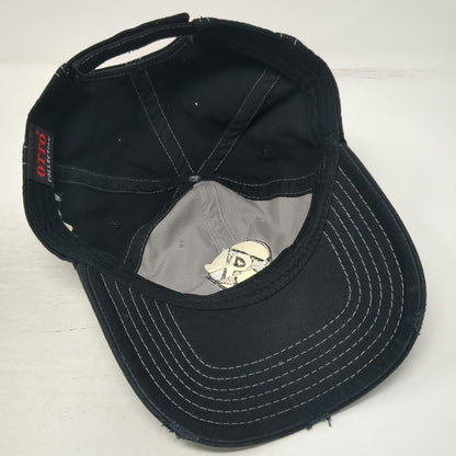 Otto Baseball Cap Black One Size Distressed Alpha Oil Gas Contrast Stitching Hat