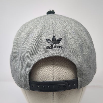 Adidas Snapback Gray One Size Black Flat Brim Trefoil Wool Blend Logo Hat