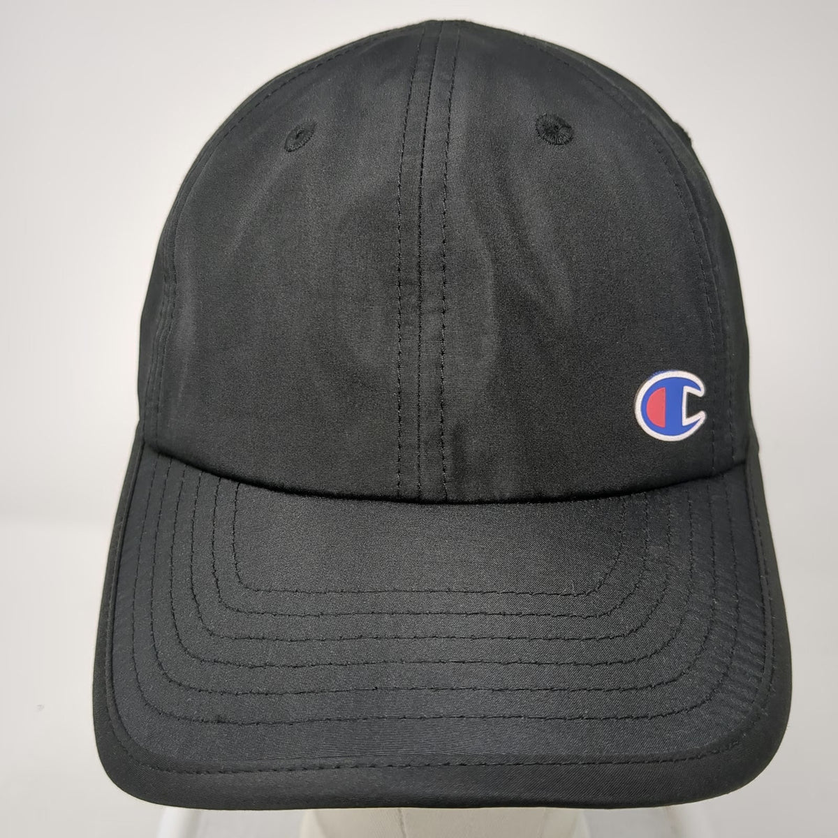 Champion Baseball Cap Black One Size Adjustable Strapback Embroidered Logo hat