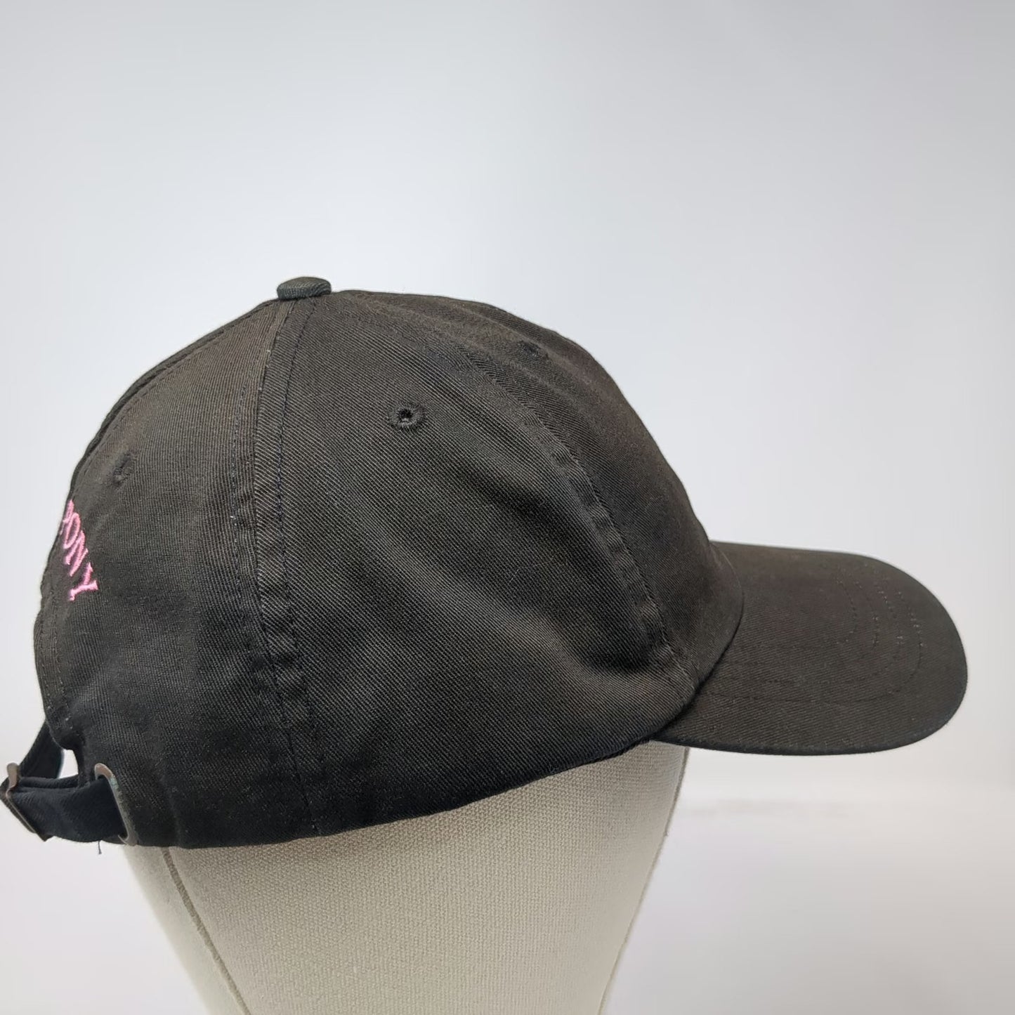 Ralph Lauren Black Label Black Pink Pony Embroidered Logo Slideback Hat Vintage