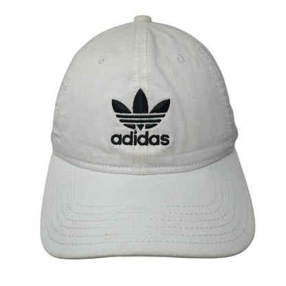 Adidas Slideback Hat White One Size Adjustable Embroidered Trefoil Cotton