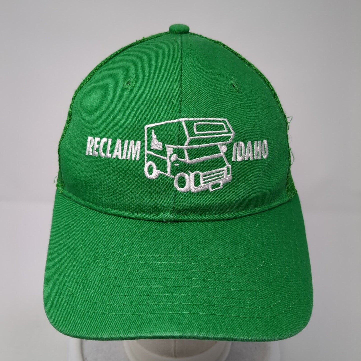Reclaim Idaho Snapback Mesh Back Trucker Hat Green One Size Embroidered