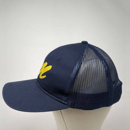 Port Authority Snapback Mesh Back Trucker Hat Blue One Size Embroidered