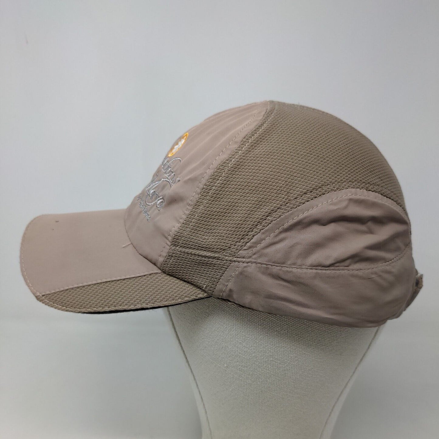 Unbranded Men's Strapback Hat Tan Adjustable Mesh Embroidered Rivera Maya Logo