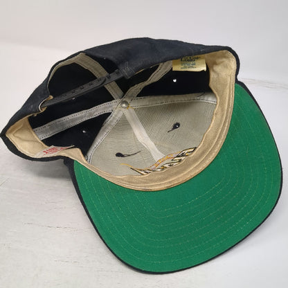 New Era Snapback Black L Cast & Flash Crew Green Underbrim Made in USA Hat
