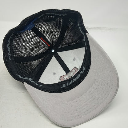 Port Authority Baseball Cap Gray M Butte Fence Bison Logo Mesh Back Fitted Hat