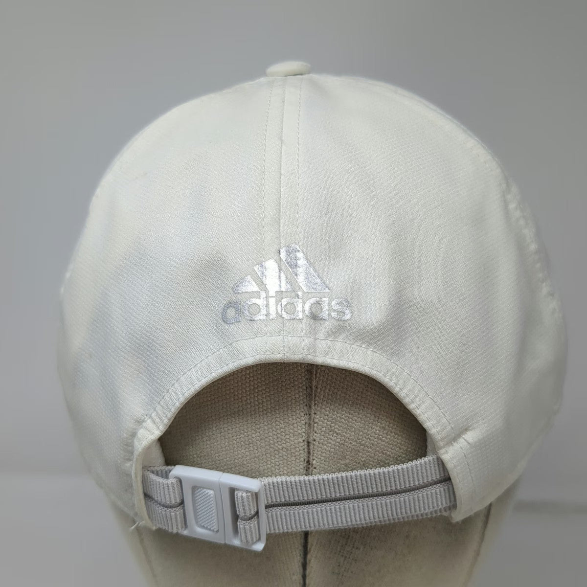 Adidas Baseball Cap White One Size Climacool Perforated 3-Stripe Strapback Hat
