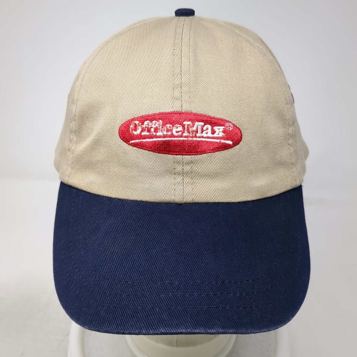 HeadShot OfficeMax Baseball Cap Beige Blue One Size Slideback Corporate Hat