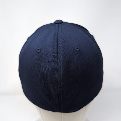 Sky View Hawks Fitted Hat Blue L/XL Flexfit Vented Holes 6 Panel Yupoong