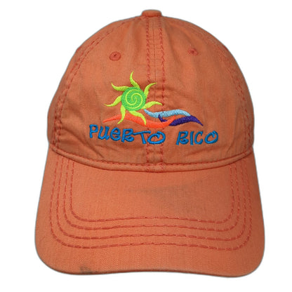 J Hats Baseball Cap Orange One Size Puerto Rico Embroidered Sun Graphic Hat