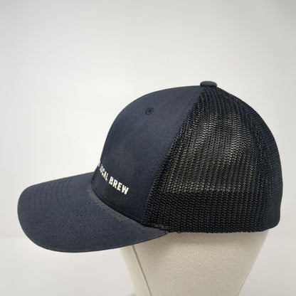 Drink Local Brew Fitted Mesh Back Trucker Hat Blue One Size Flexfit