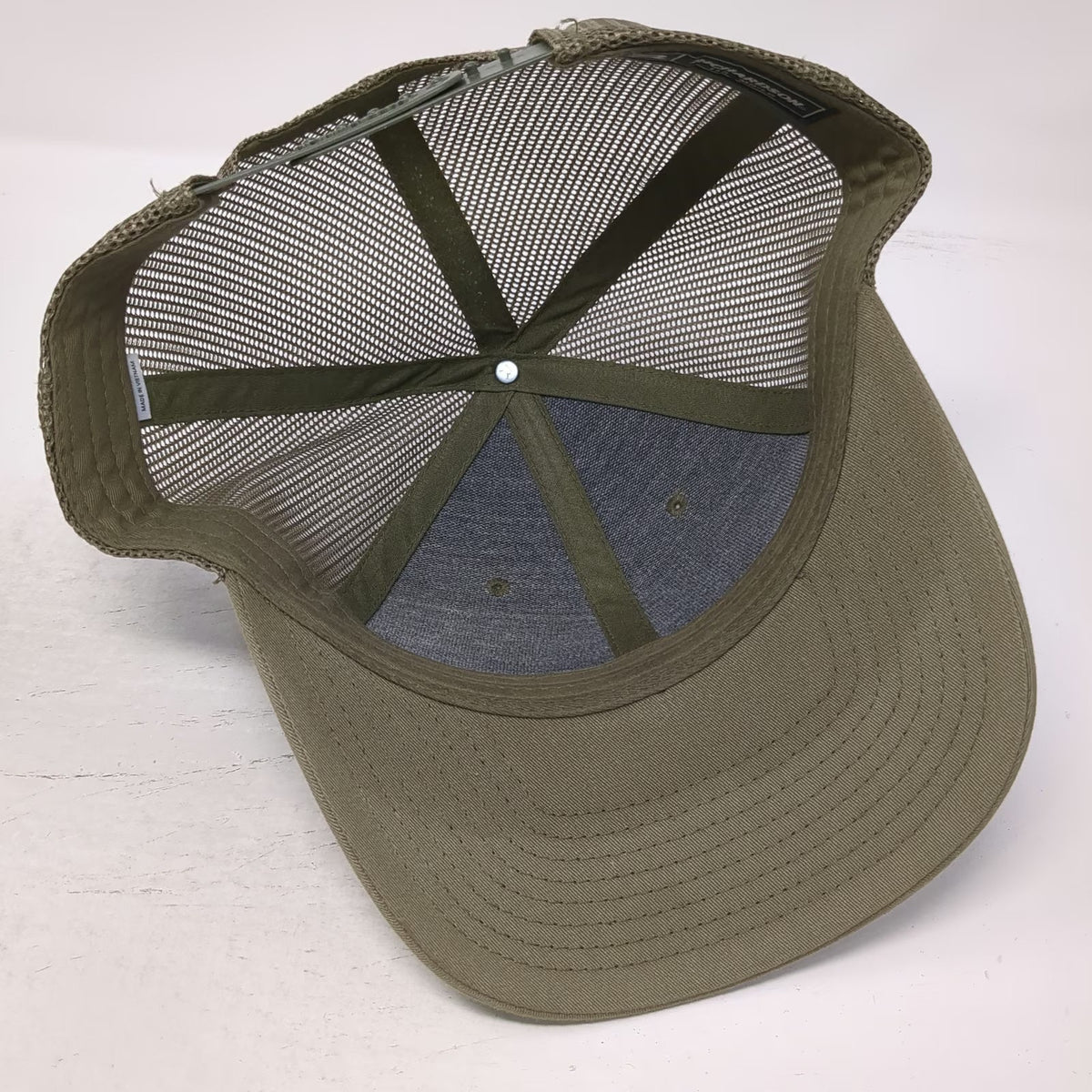 Richardson Trucker Hat Green L Bergara Rifles Leather Patch Mesh Snapback Tough