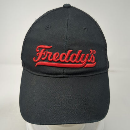 Freddy's Trucker Hat Black One Size Snapback Mesh Back Red Script Logo Graphic