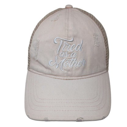 Tired As A Mother Ponytail Baseball Cap Multicolor One Size Distressed Mesh Back