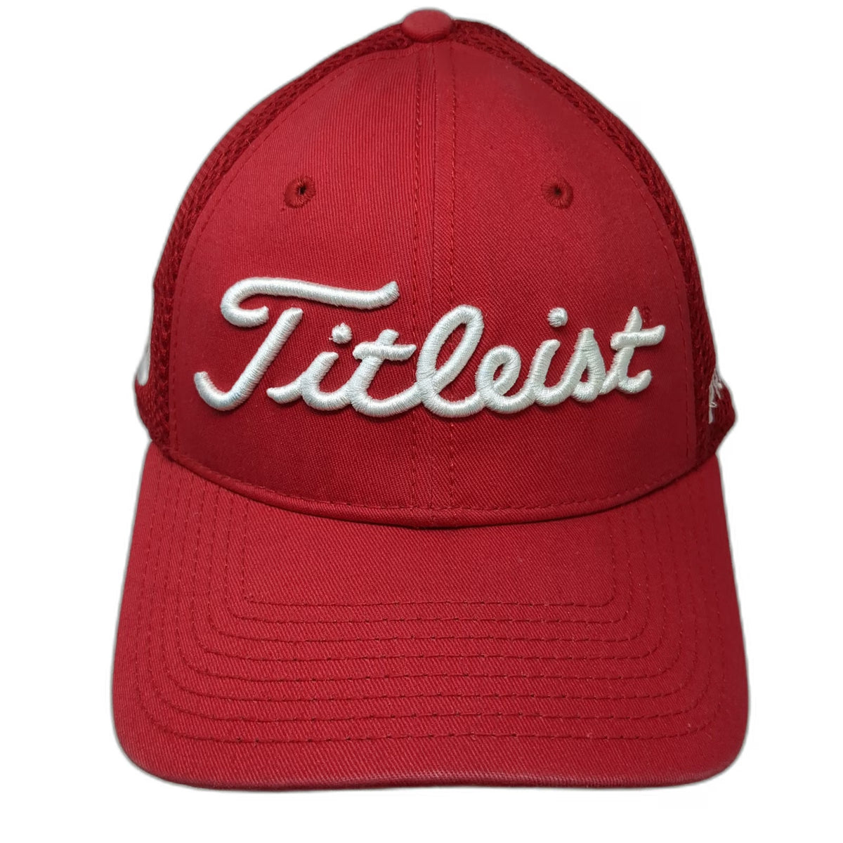 New Era Baseball Cap Red L Mesh Back Titleist FootJoy Pro V1 Stretch Fit Hat