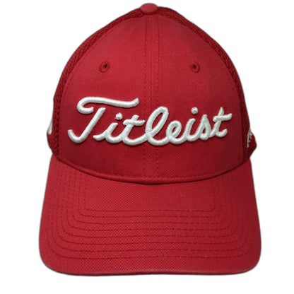 New Era Baseball Cap Red L Mesh Back Titleist FootJoy Pro V1 Stretch Fit Hat