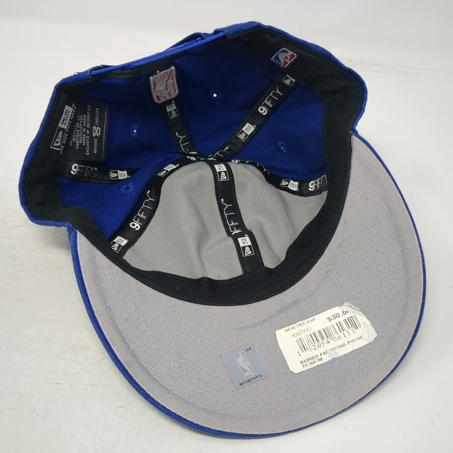 New Era Philadelphia 76ers NBA Snapback Hat Blue One Size Flat Brim 9FIFTY Gray